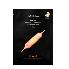 Осветляющая тканевая маска JMSolution Niacin Pearl + Coconut Oil + Pink Rose Mask
